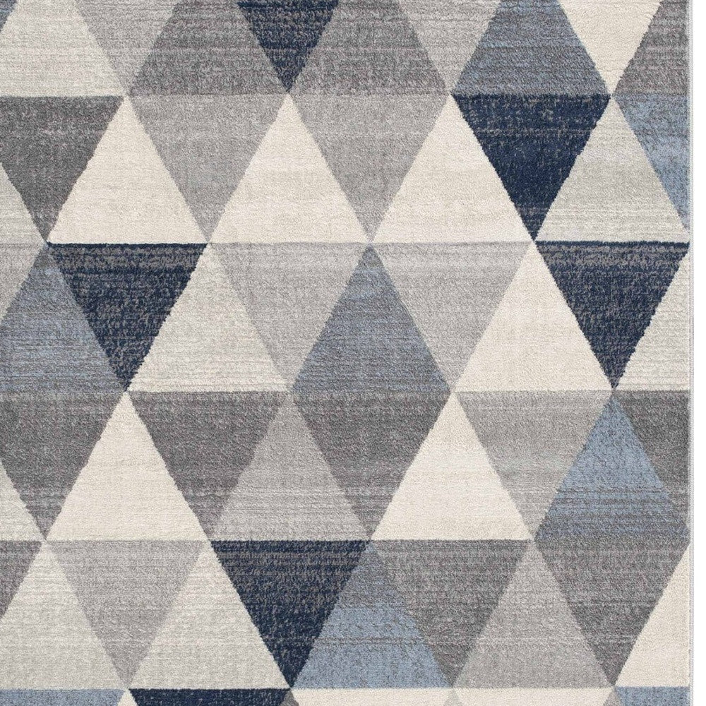 5' X 8' Navy Blue Geometric Diamond Area Rug