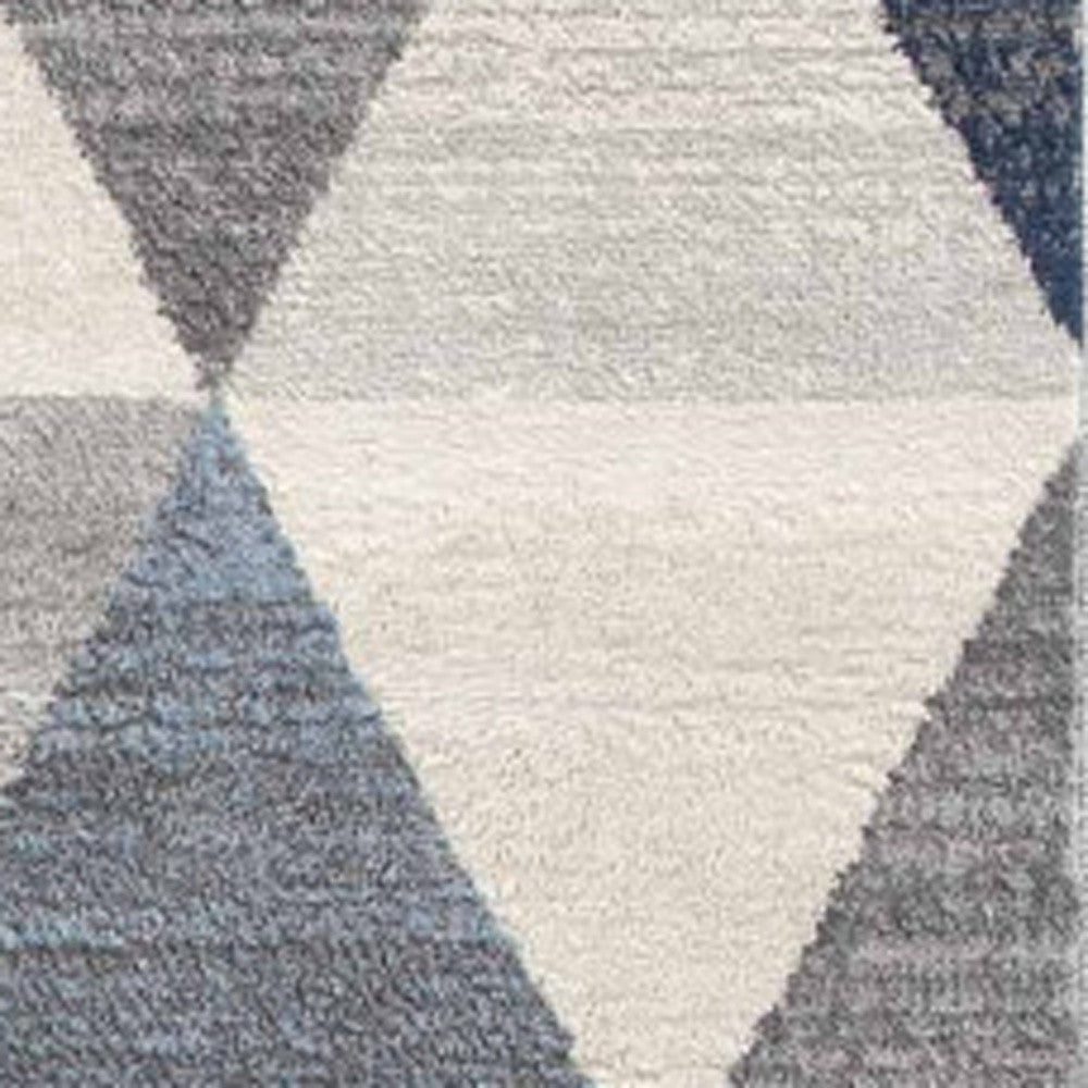 5' X 8' Navy Blue Geometric Diamond Area Rug