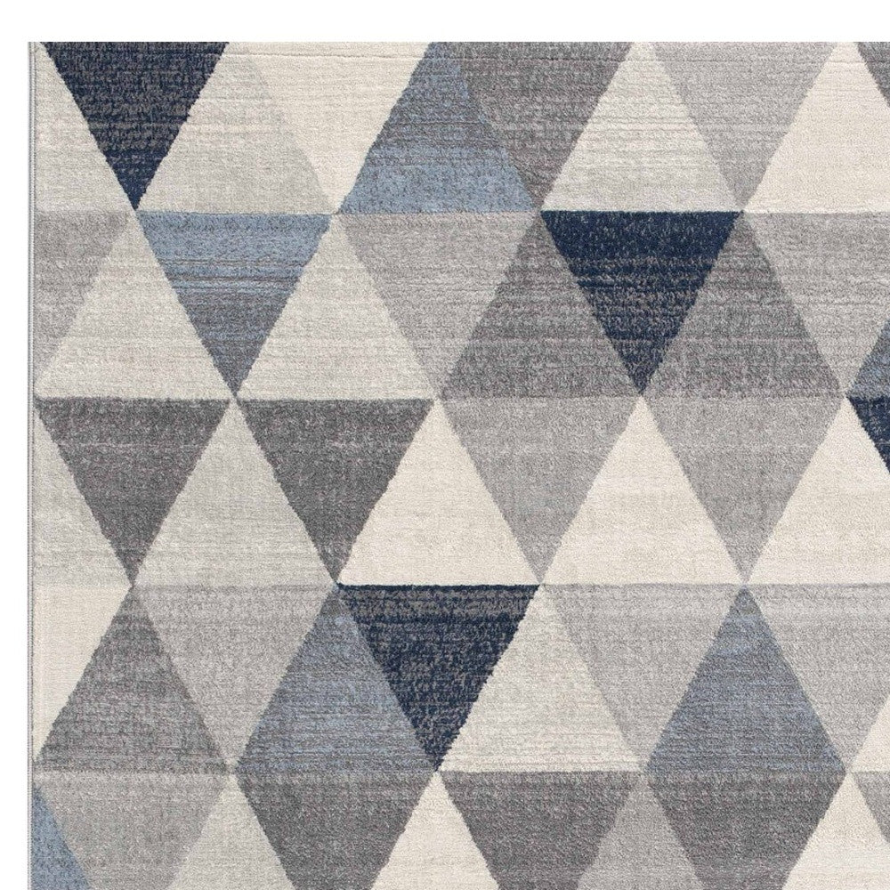 5' X 8' Navy Blue Geometric Diamond Area Rug