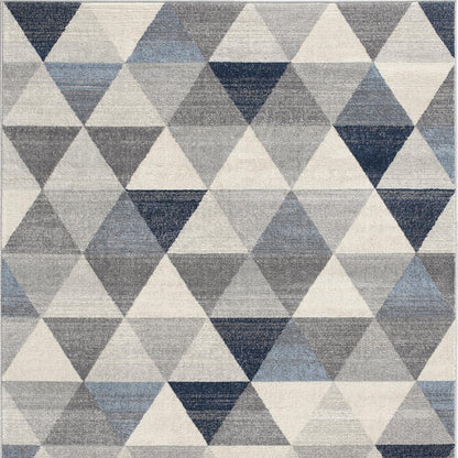 5' X 8' Navy Blue Geometric Diamond Area Rug