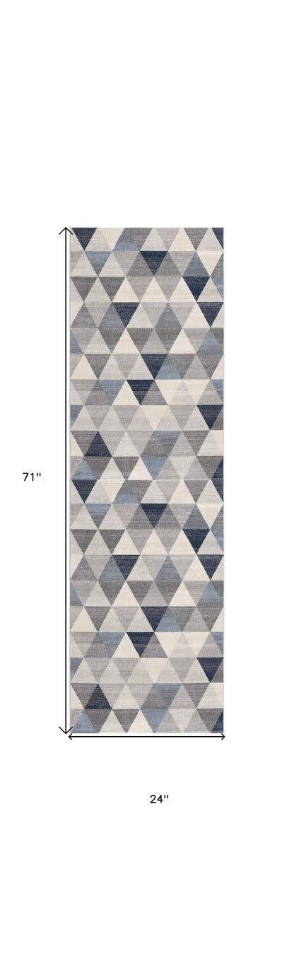 5' X 8' Navy Blue Geometric Diamond Area Rug