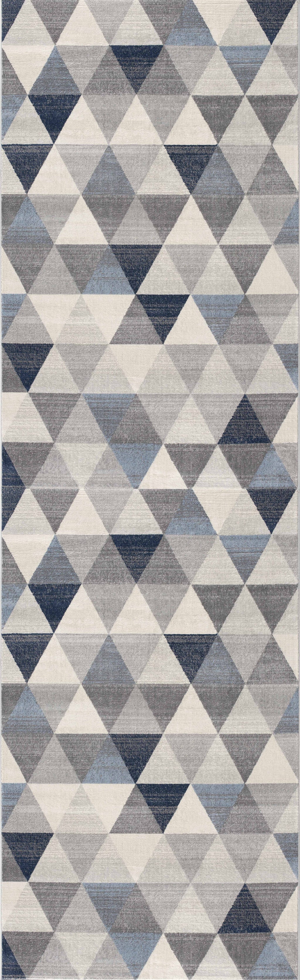 5' X 8' Navy Blue Geometric Diamond Area Rug