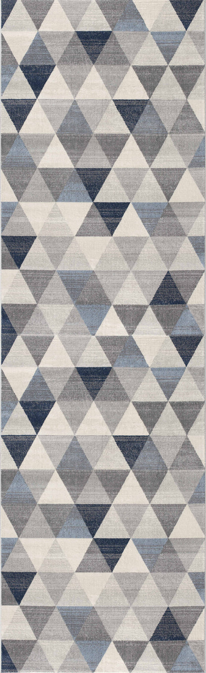 5' X 8' Navy Blue Geometric Diamond Area Rug