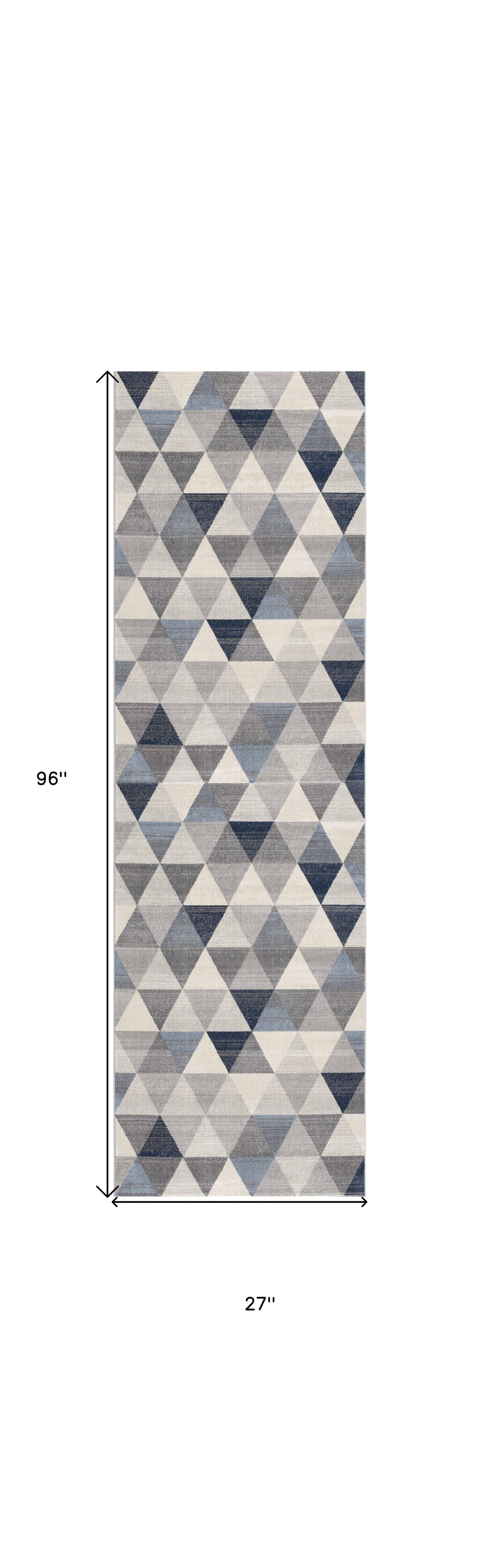 5' X 8' Navy Blue Geometric Diamond Area Rug