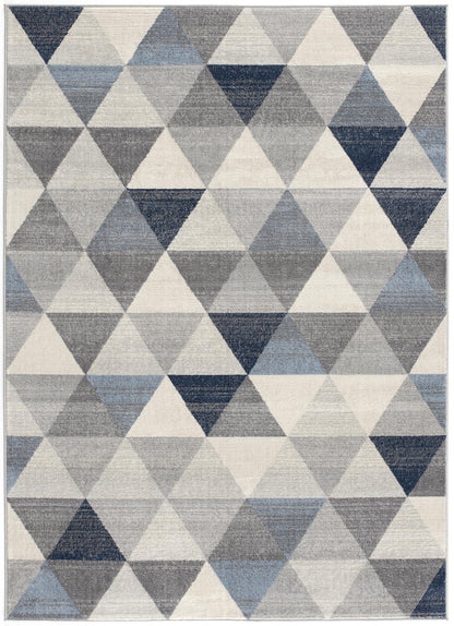 5' X 8' Navy Blue Geometric Diamond Area Rug