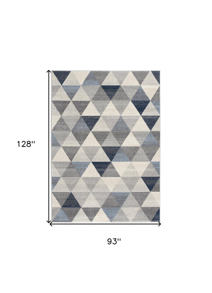 5' X 8' Navy Blue Geometric Diamond Area Rug