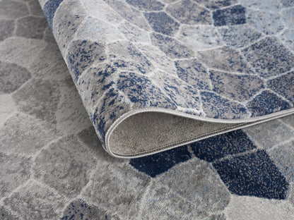 2' X 3' Navy Blue Cobblestone Pattern Scatter Rug