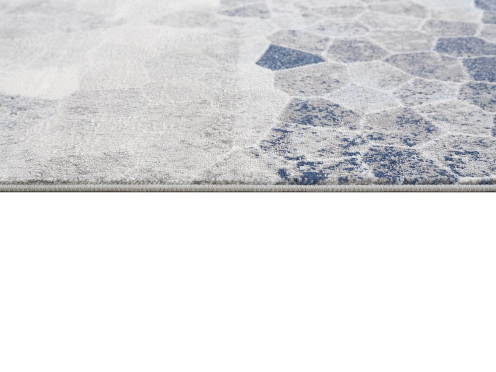 5' X 8' Navy Blue Cobblestone Pattern Area Rug