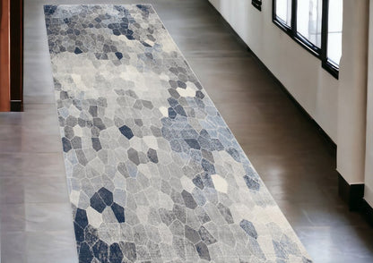 5' X 8' Navy Blue Cobblestone Pattern Area Rug