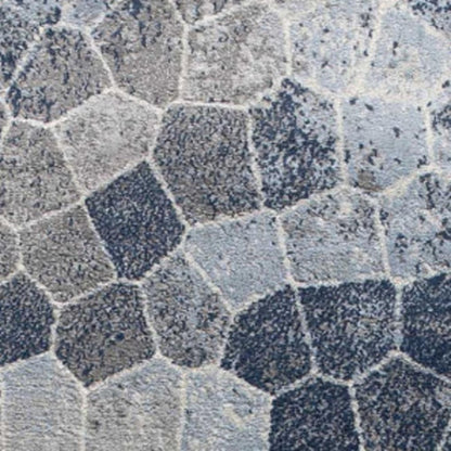 5' X 8' Navy Blue Cobblestone Pattern Area Rug