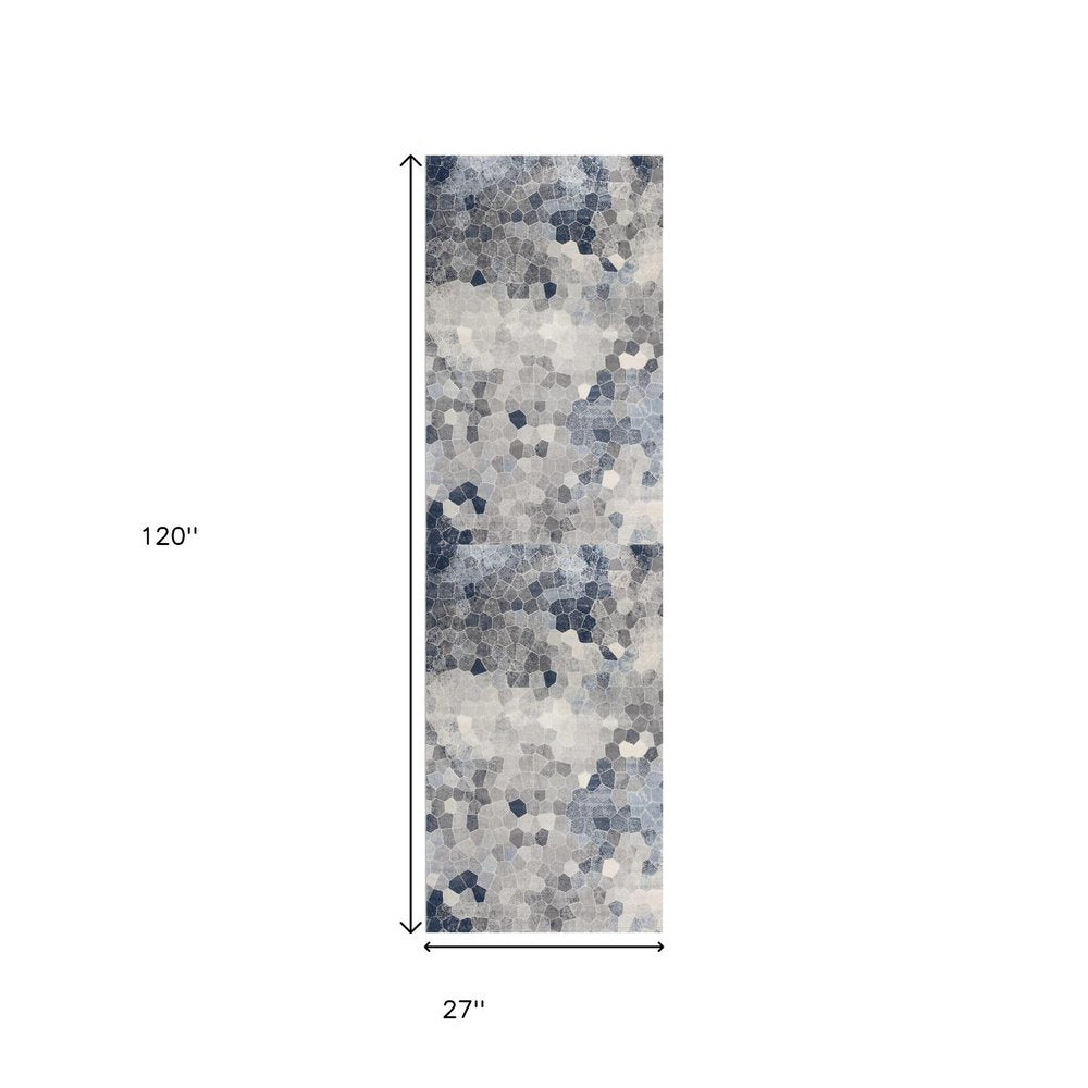 4' X 6' Navy Blue Cobblestone Pattern Area Rug