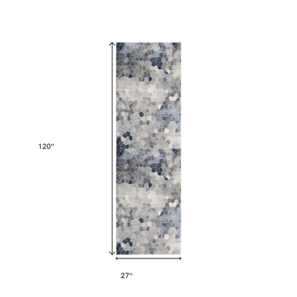 4' X 6' Navy Blue Cobblestone Pattern Area Rug