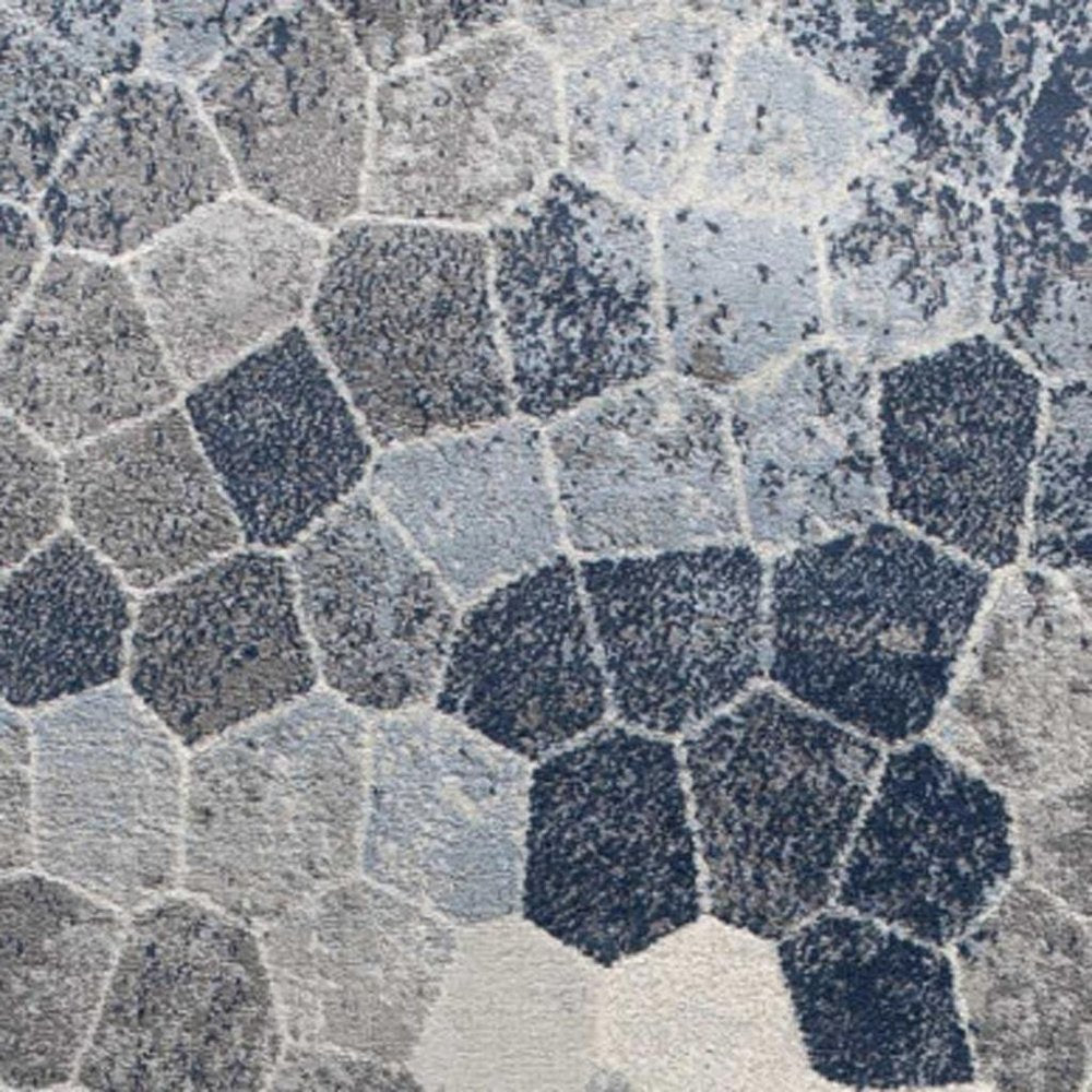 5' X 8' Navy Blue Cobblestone Pattern Area Rug