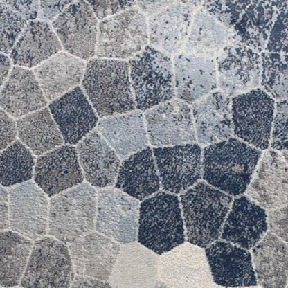 5' X 8' Navy Blue Cobblestone Pattern Area Rug