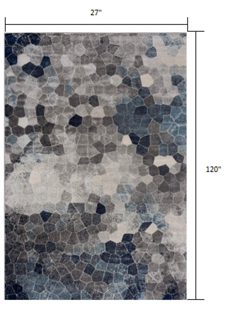 2' X 3' Navy Blue Cobblestone Pattern Scatter Rug