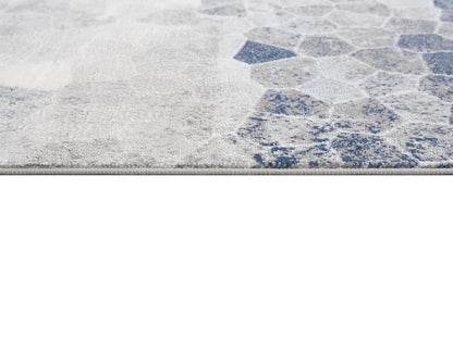 8' X 11' Navy Blue Cobblestone Pattern Area Rug