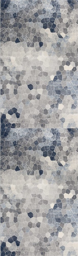 5' X 8' Navy Blue Cobblestone Pattern Area Rug