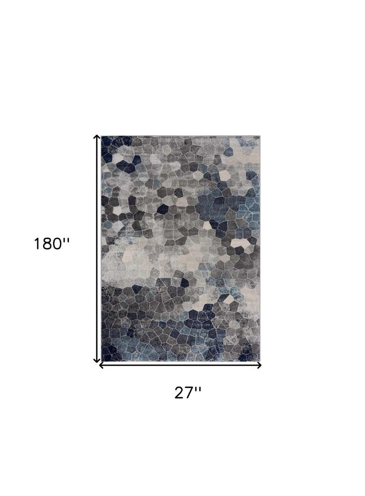 8' X 11' Navy Blue Cobblestone Pattern Area Rug