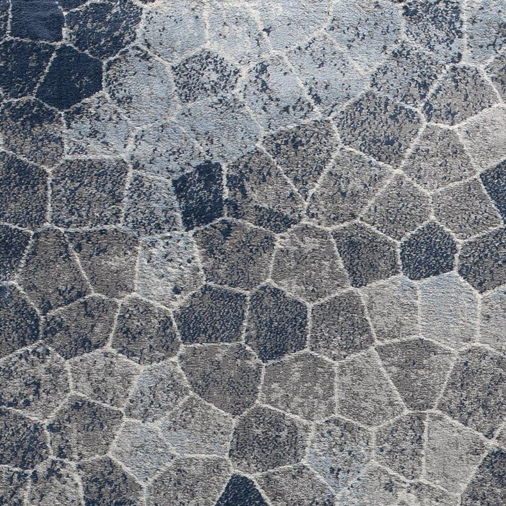 4' X 6' Navy Blue Cobblestone Pattern Area Rug