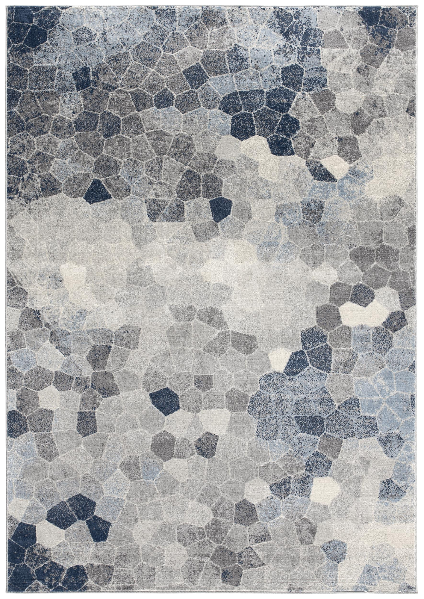 4' X 6' Navy Blue Cobblestone Pattern Area Rug