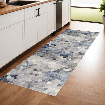 4' X 6' Navy Blue Cobblestone Pattern Area Rug