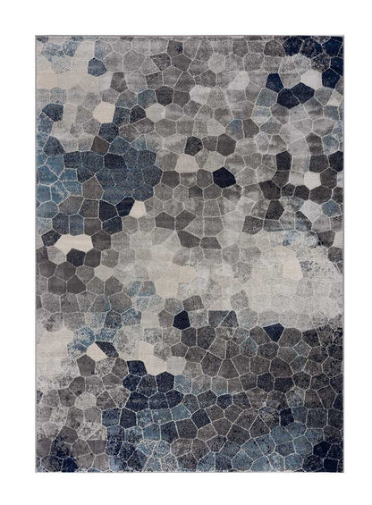 4' X 6' Navy Blue Cobblestone Pattern Area Rug