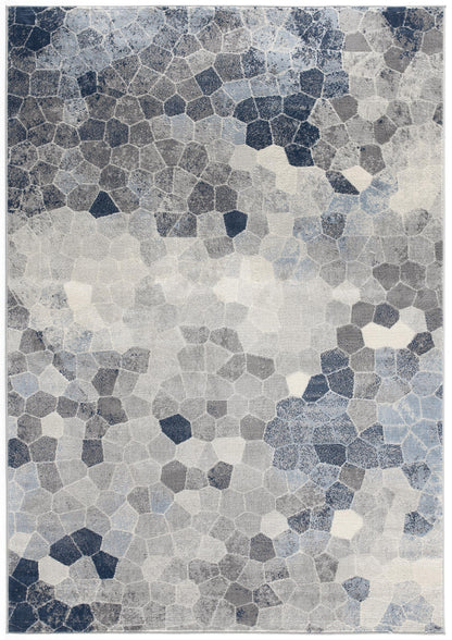 4' X 6' Navy Blue Cobblestone Pattern Area Rug