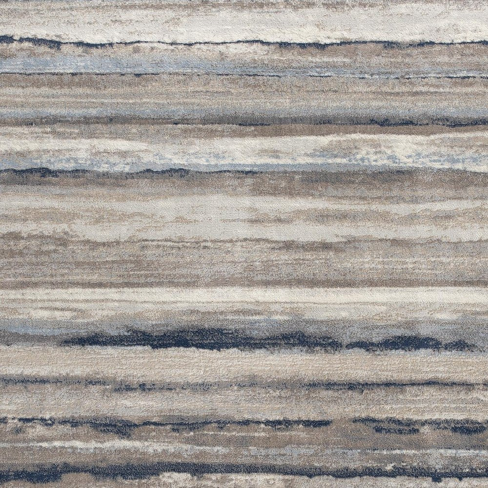2' X 3' Blue And Beige Distressed Stripes Scatter Rug