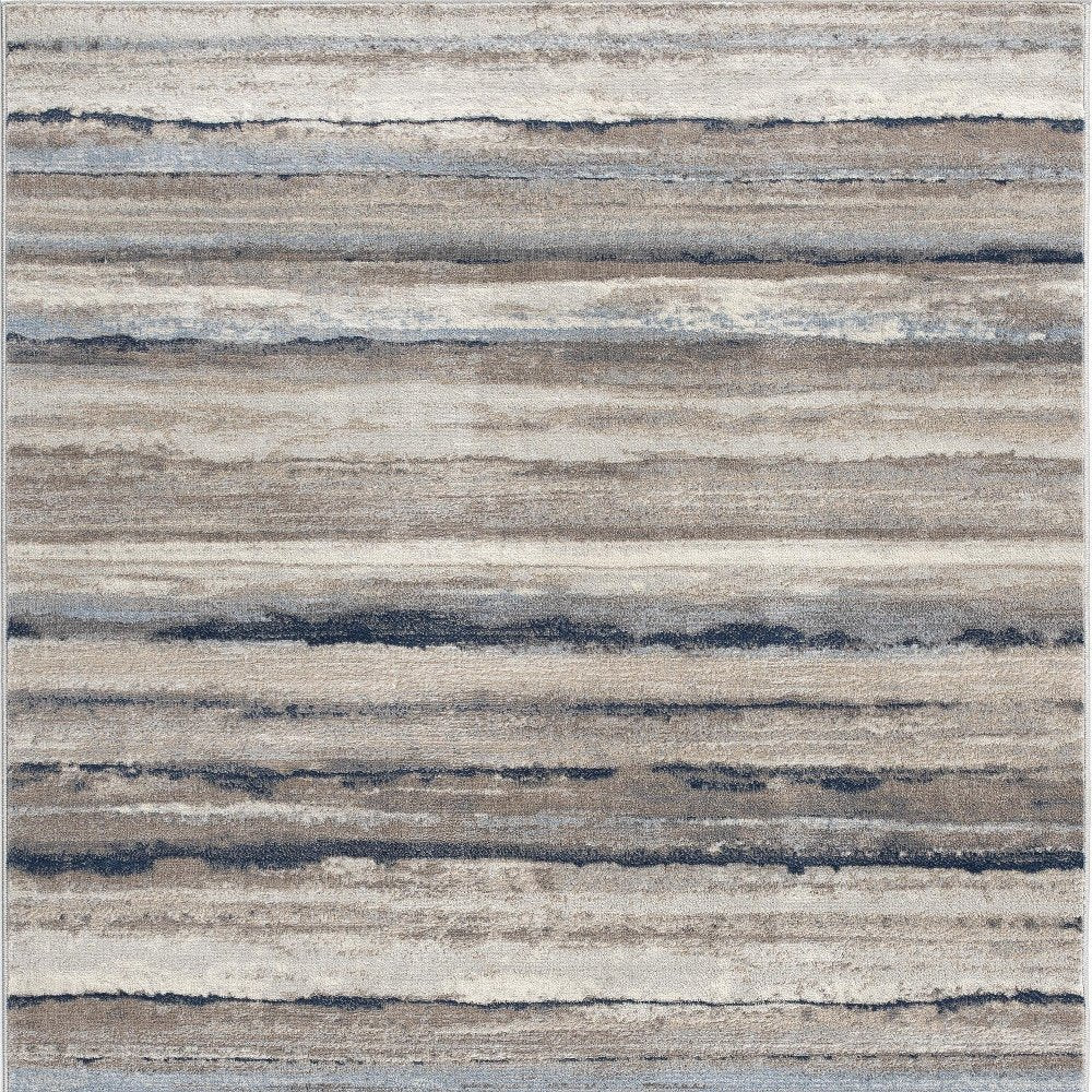 2' X 3' Blue And Beige Distressed Stripes Scatter Rug