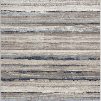 2' X 3' Blue And Beige Distressed Stripes Scatter Rug