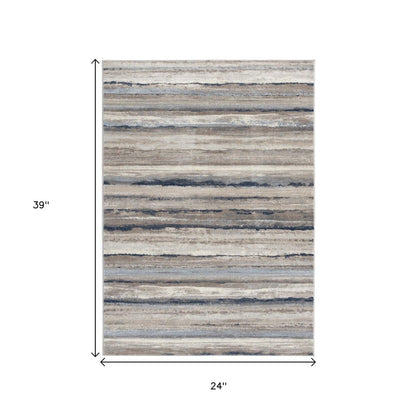 2' X 5' Blue Striped Area Rug