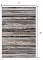 8' X 11' Blue And Beige Distressed Stripes Area Rug