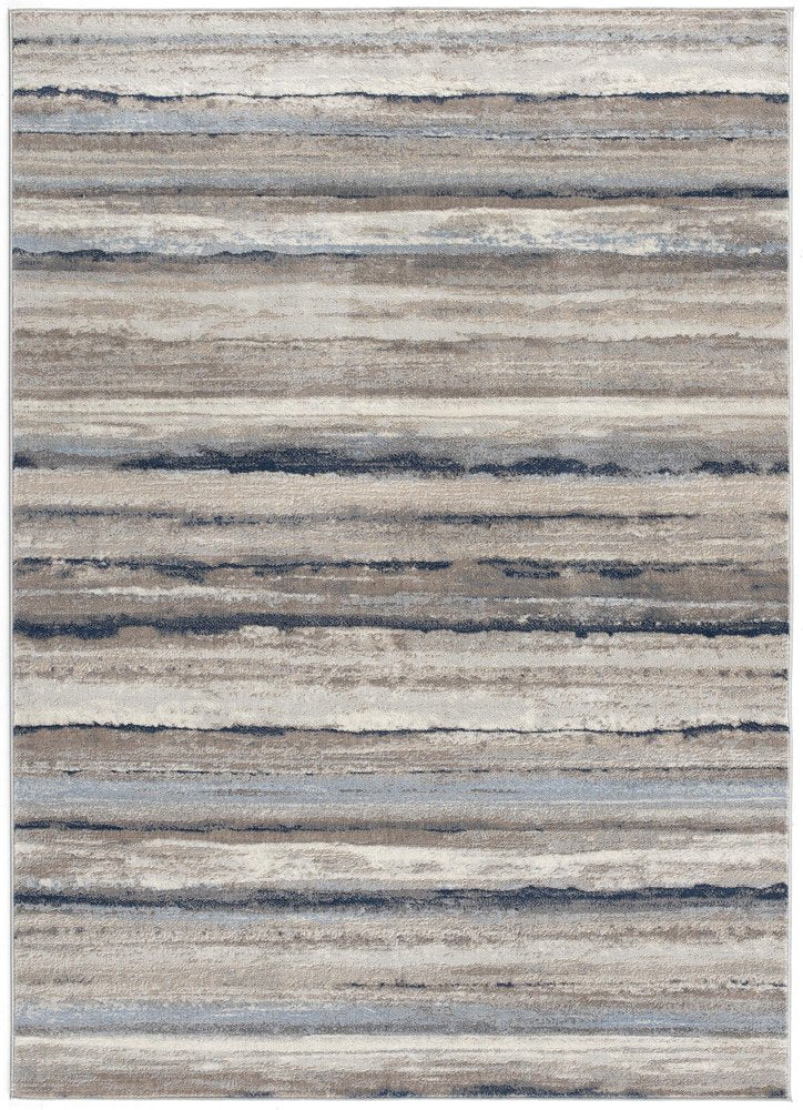 2' X 3' Blue And Beige Distressed Stripes Scatter Rug