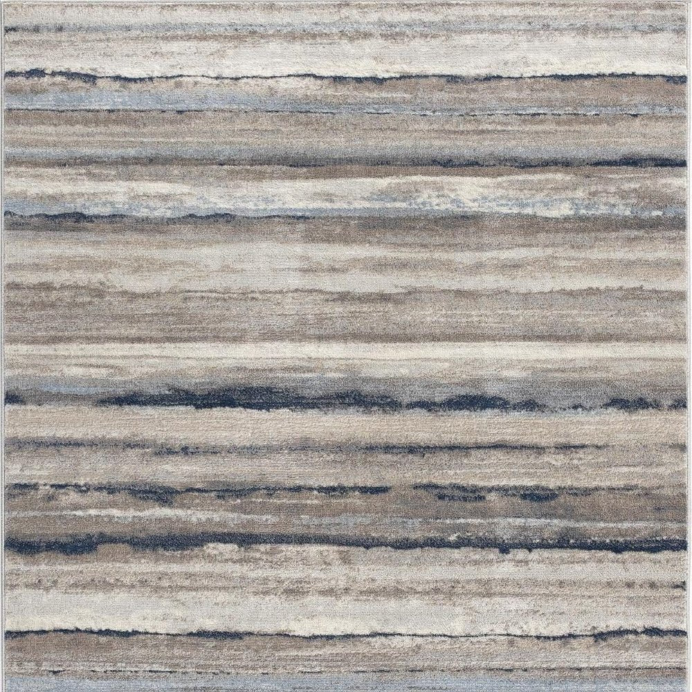 2' X 3' Blue And Beige Distressed Stripes Scatter Rug
