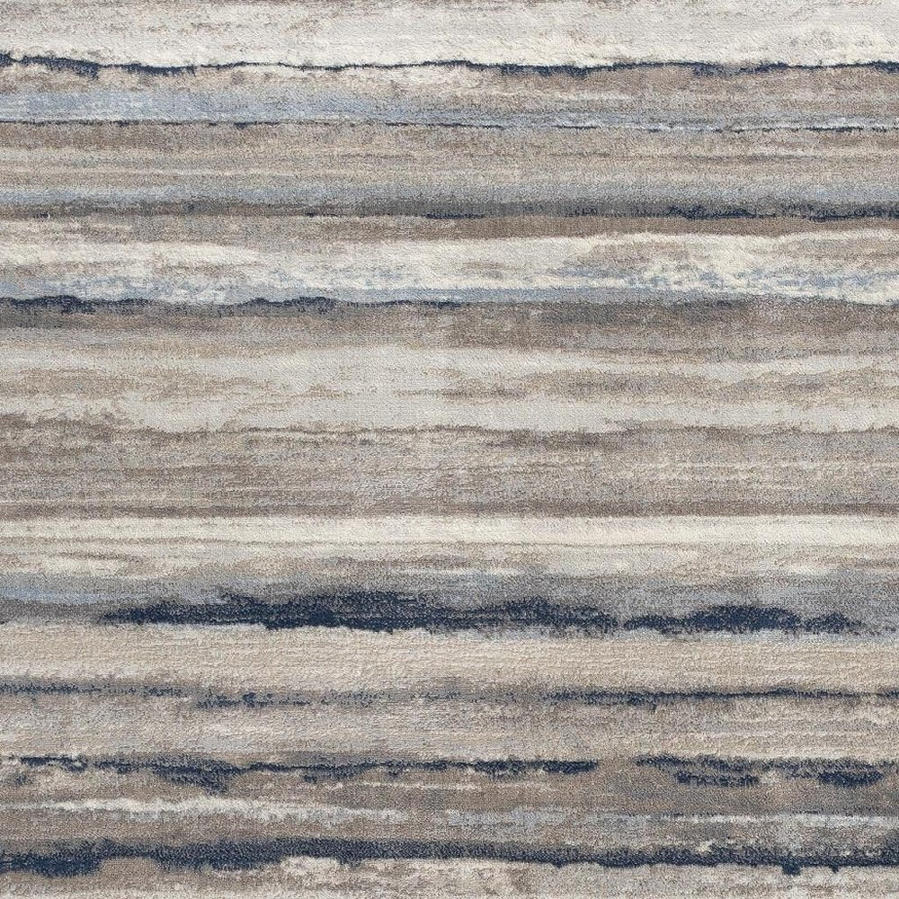 2' X 3' Blue And Beige Distressed Stripes Scatter Rug