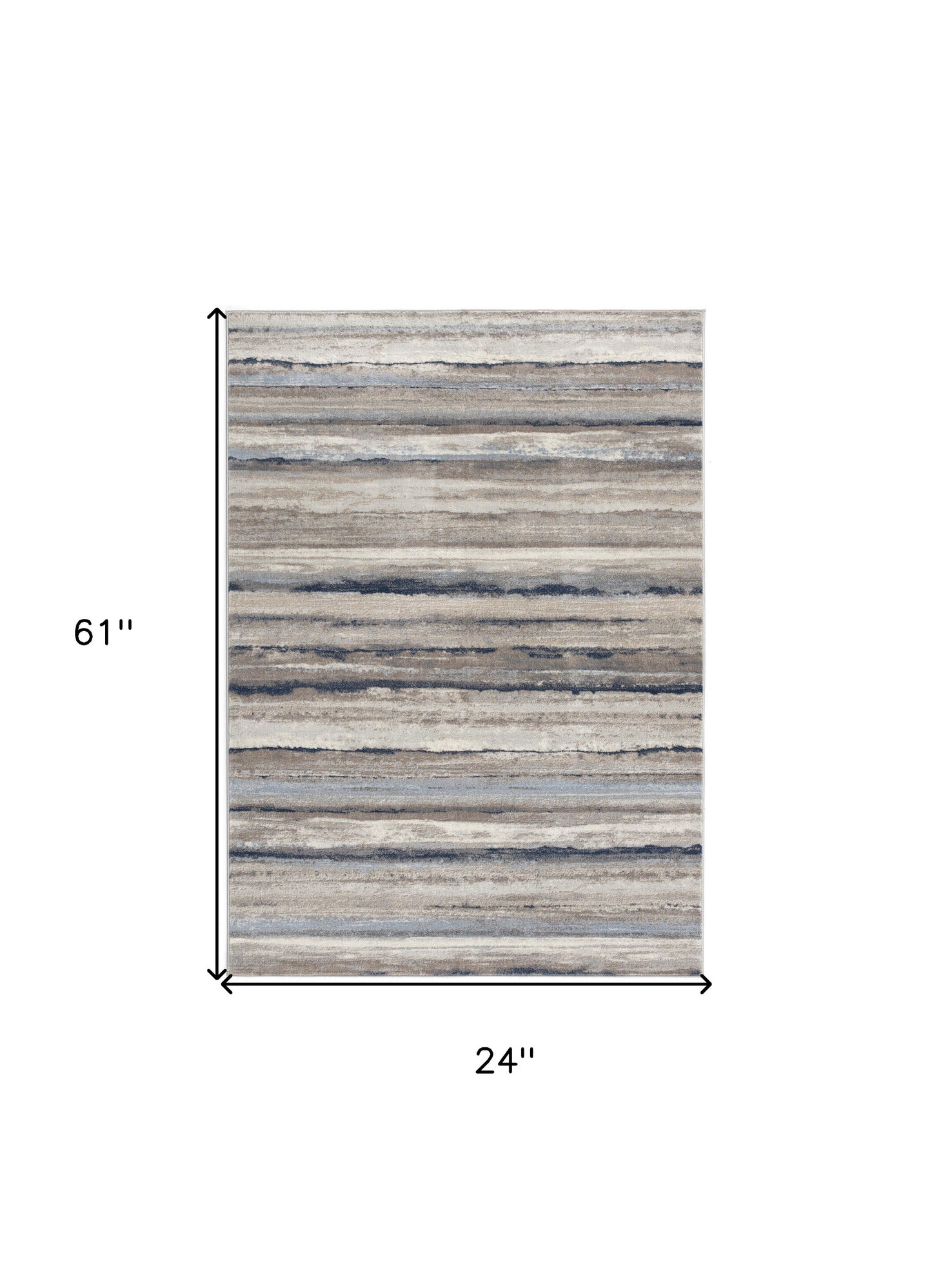 4' X 6' Blue And Beige Distressed Stripes Area Rug