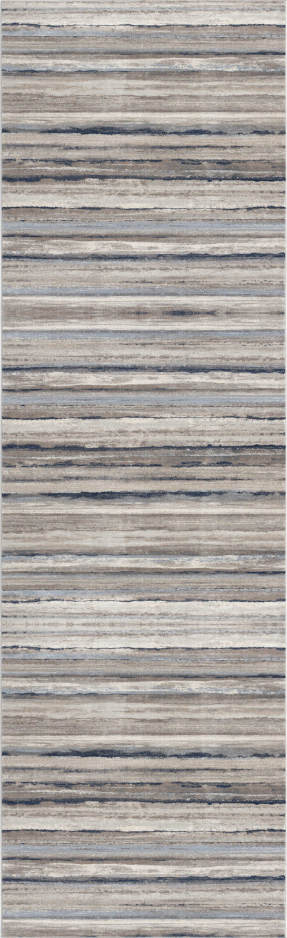 4' X 6' Blue And Beige Distressed Stripes Area Rug