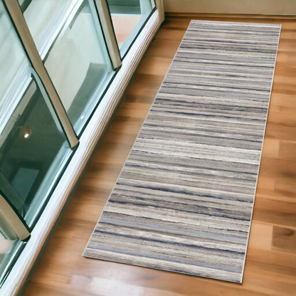 4' X 6' Blue And Beige Distressed Stripes Area Rug