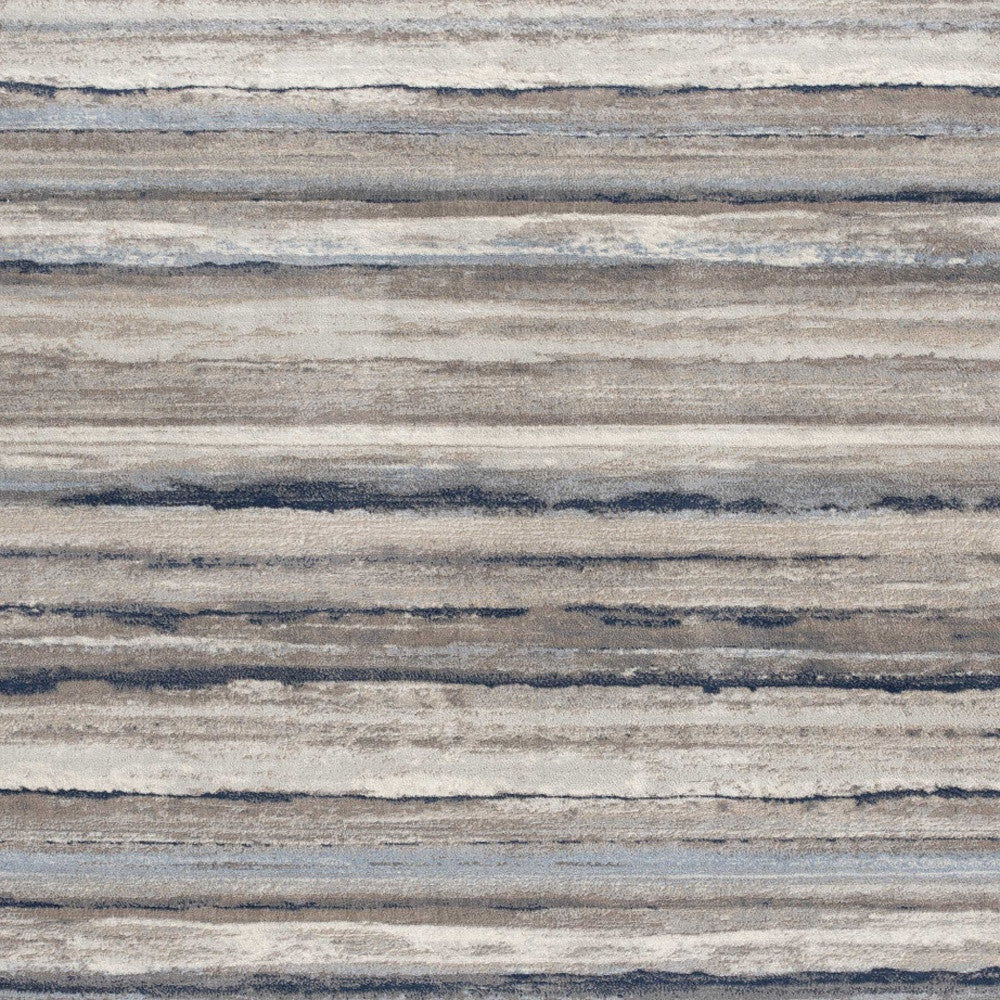 4' X 6' Blue And Beige Distressed Stripes Area Rug