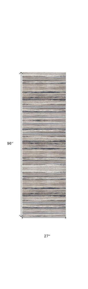 2' X 5' Blue Striped Area Rug