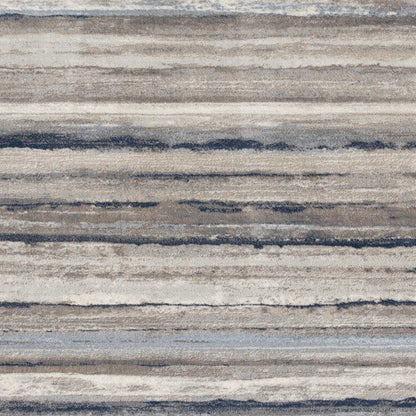 4' X 6' Blue And Beige Distressed Stripes Area Rug