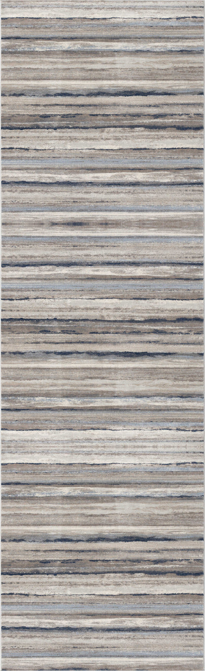 4' X 6' Blue And Beige Distressed Stripes Area Rug