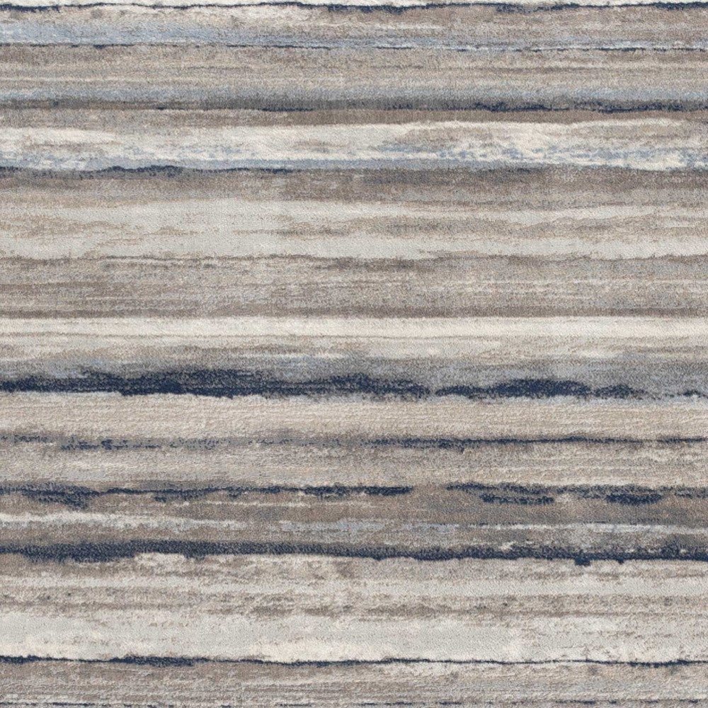 4' X 6' Blue And Beige Distressed Stripes Area Rug