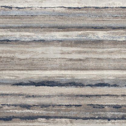 4' X 6' Blue And Beige Distressed Stripes Area Rug