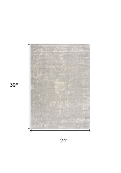 2' X 3' Modern Gray Distressed Scatter Rug