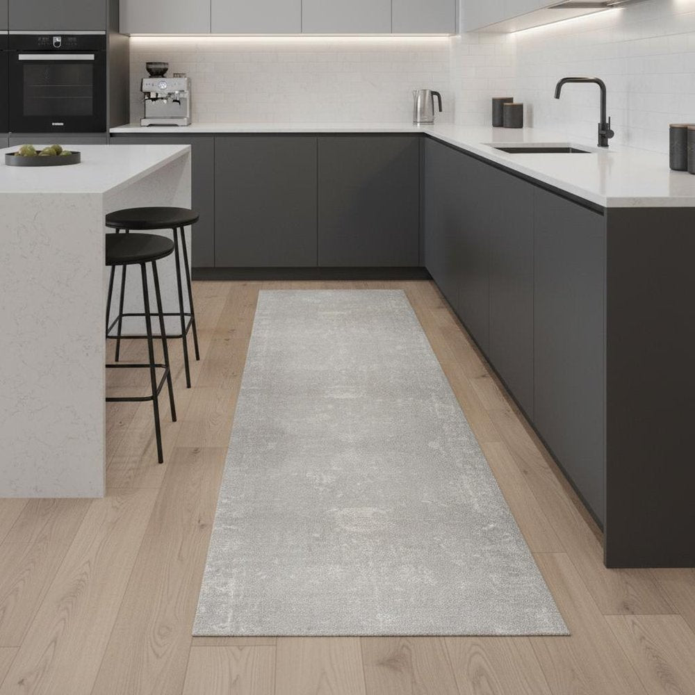 5' X 8' Modern Gray Distressed Area Rug