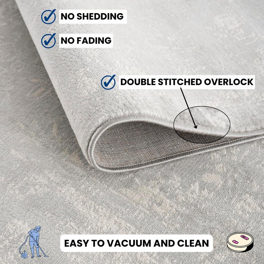 2' X 3' Modern Gray Distressed Scatter Rug
