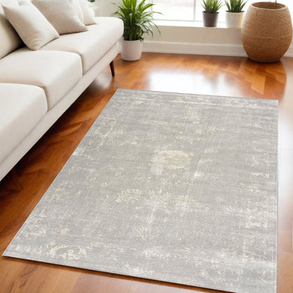 2' X 3' Modern Gray Distressed Scatter Rug