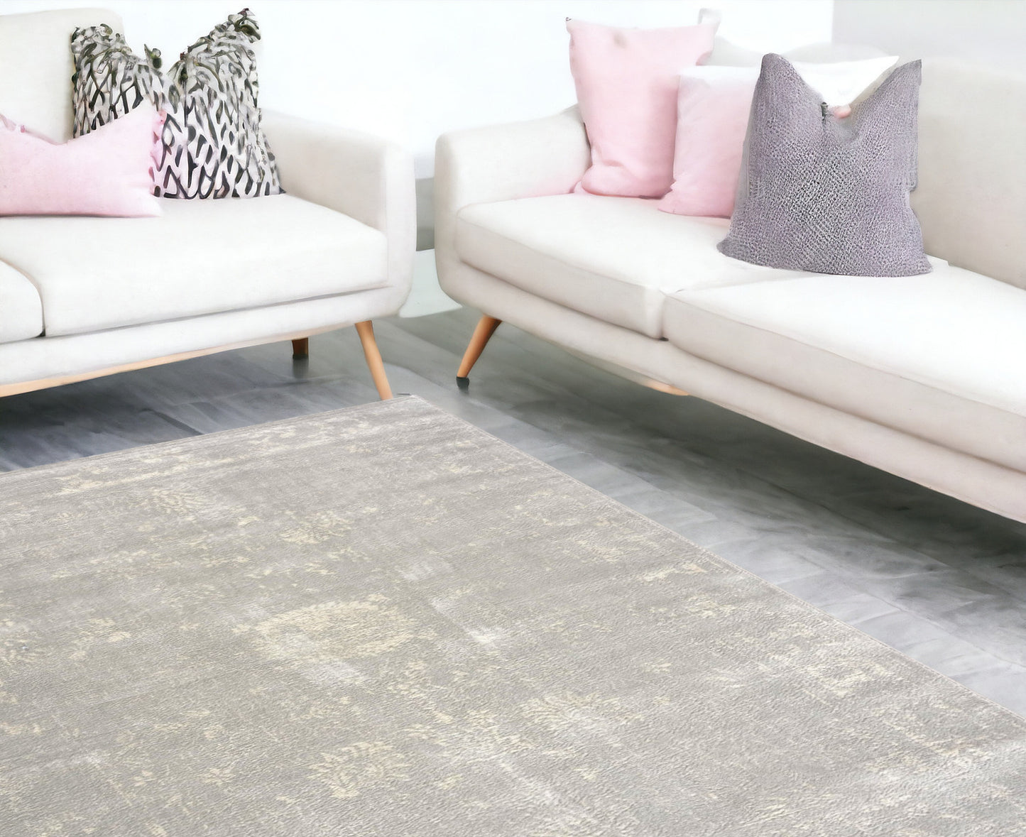 2' X 3' Modern Gray Distressed Scatter Rug