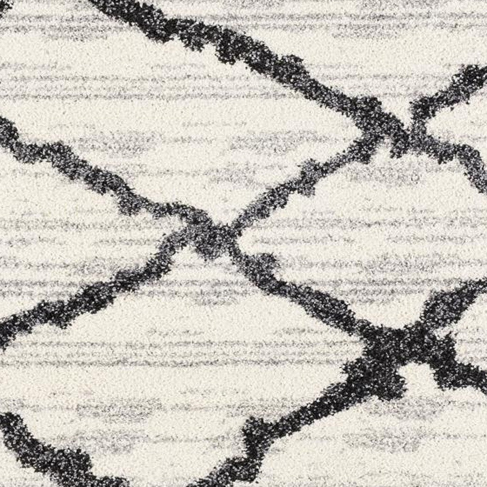 7' X 9' Gray And Black Modern Abstract Area Rug